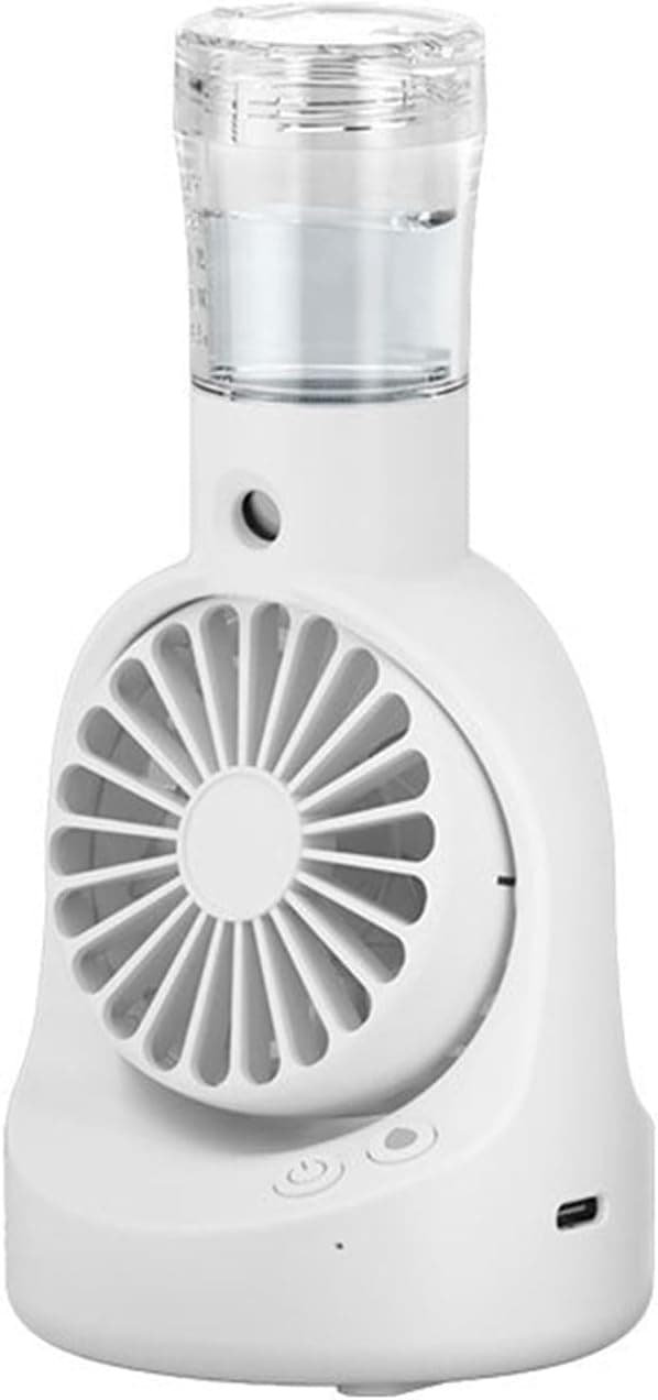 Ventilador Mini Portátil de Mano F6 Humidificador Con Pulverizador negro — Blanco