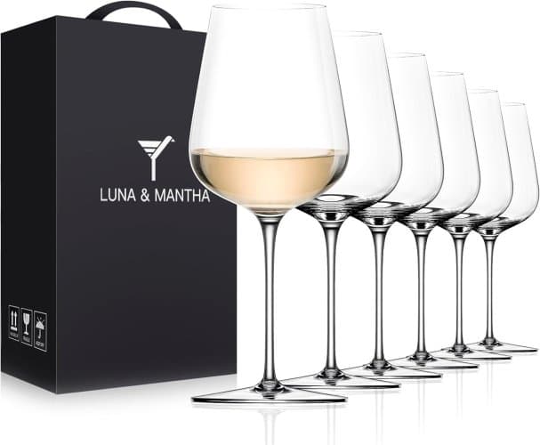 Juego de 6 copas de vino de cristal blanco de 14 onzas