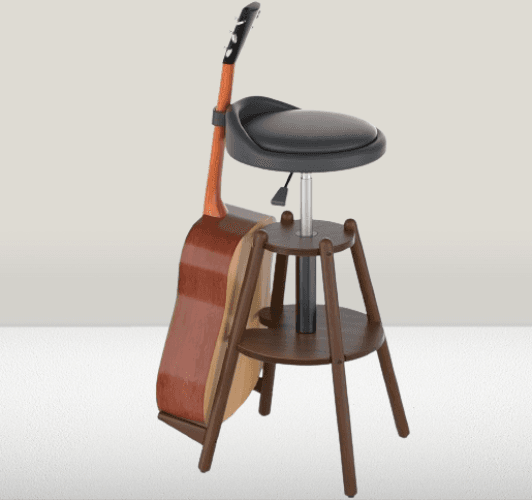 Taburete de guitarra de madera con altura ajustable
