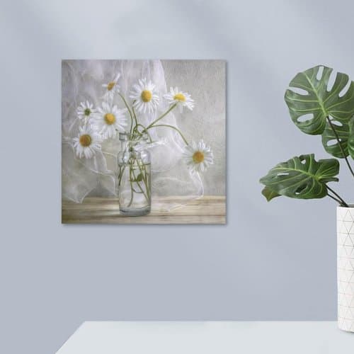Decoración de pared de baño lienzo de flores