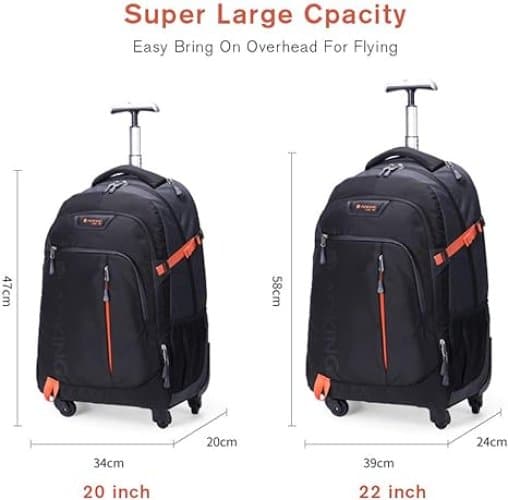 Mochila resistente al agua con ruedas enrollables.
