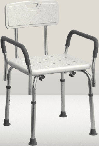 Silla de regadera con reposabrazos acolchados