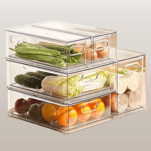 Paquete de 4 organizadores apilables para refrigerador
