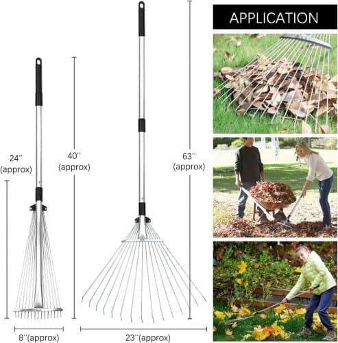 Rastrillo ajustable para hojas de jardin