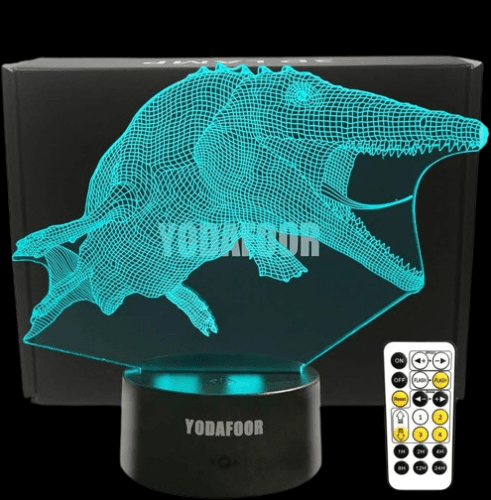 Luz nocturna de dinosaurio lampara de ilusion 3D