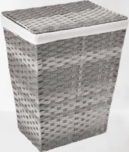 Cesto para ropa sucia con forro y tapa color gris lavado