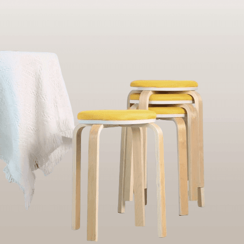 Taburete apilable de madera maciza