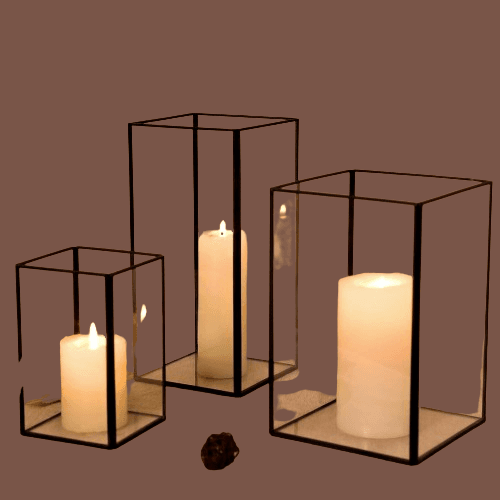 Juego de 3 portavelas de cristal grande para centro de mesa
