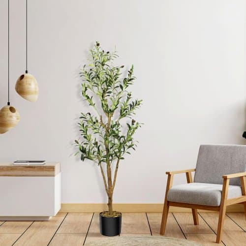 Arbol de olivo artificial delgado de 5 pies de alto