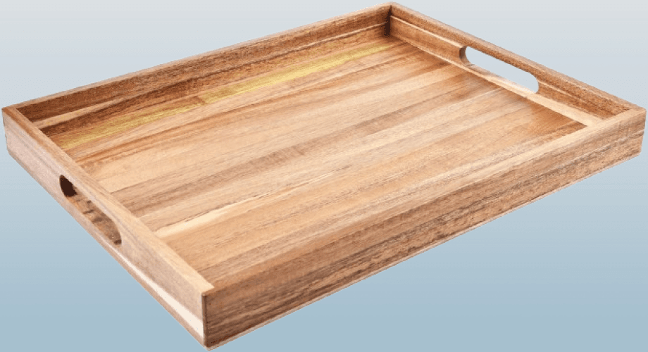 Bandeja de madera de acacia con asas