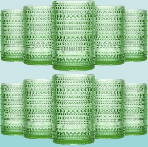 12 vasos altos con diseno en relieve