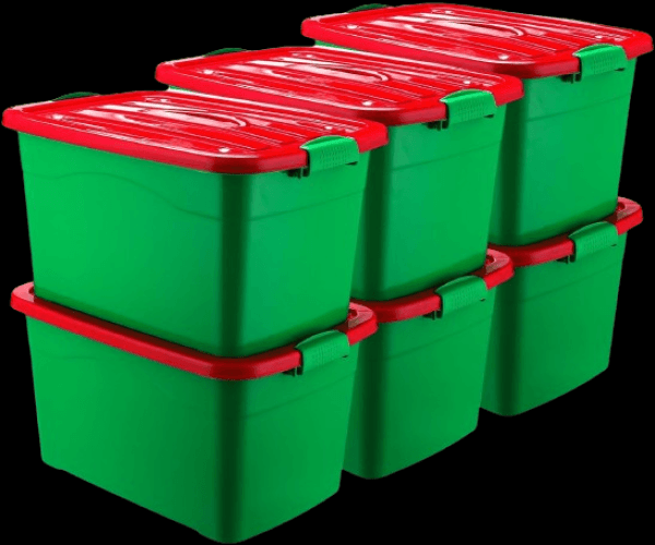 6 contenedores de almacenamiento de Navidad con tapas