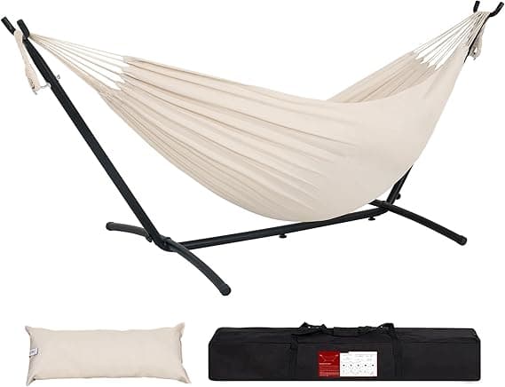 Hamaca doble portátil convertible 2 en 1 con soporte