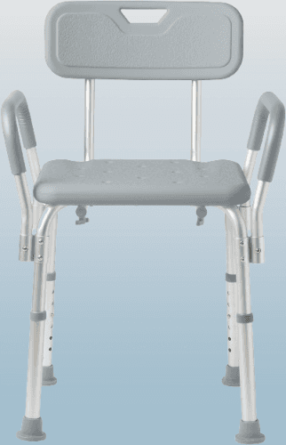 Silla de ducha con respaldo y brazos acolchados color gris