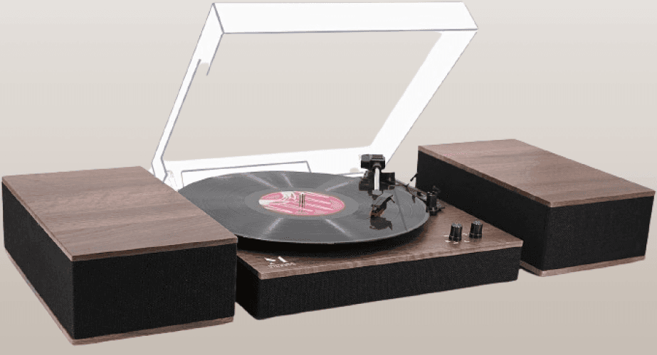 Tocadiscos Bluetooth de vinilo de 3 velocidades color marron