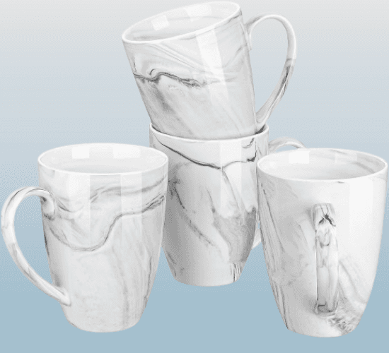 Juego de 4 tazas de cafe de porcelana de 16 onzas
