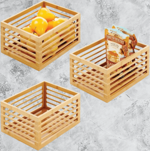 Organizador de cocina abierto de bambu sostenible