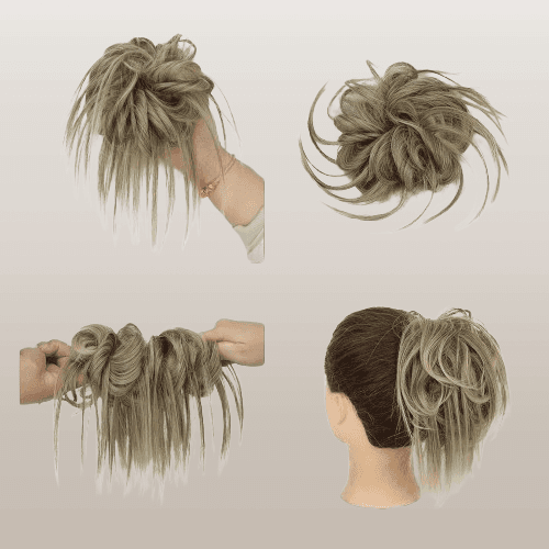 Extensión de cabello desordenado con banda de goma elástica