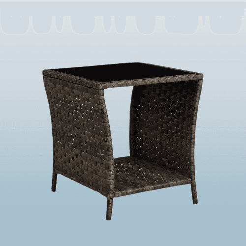 Mesa auxiliar de mimbre color marron
