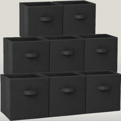 Juego de 20 cubos de almacenamiento de 11 pulgadas con asas color negro