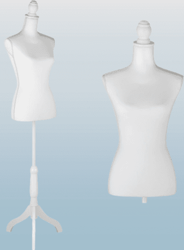 Maniquí de cuerpo de altura ajustable con trípode para ropa vestido de mujer exhibición de joyas color blanco