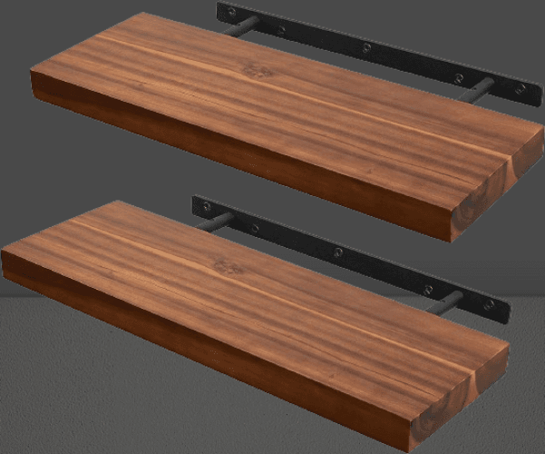 Juego de 2 estantes flotantes de madera de acacia de 17"