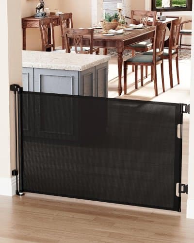 Puerta de bebé retráctil para escaleras - NEGRO