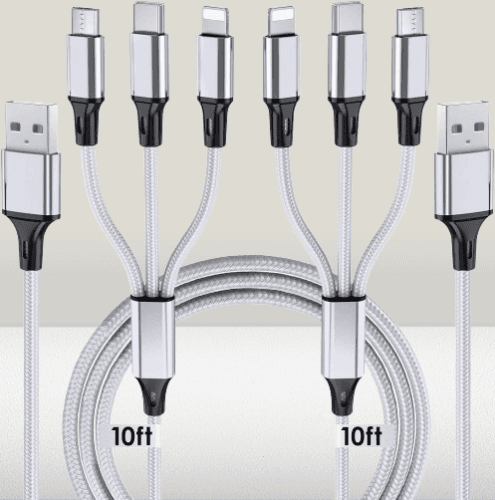 Paquete de 2 cables de carga multitelefono de 10 pies