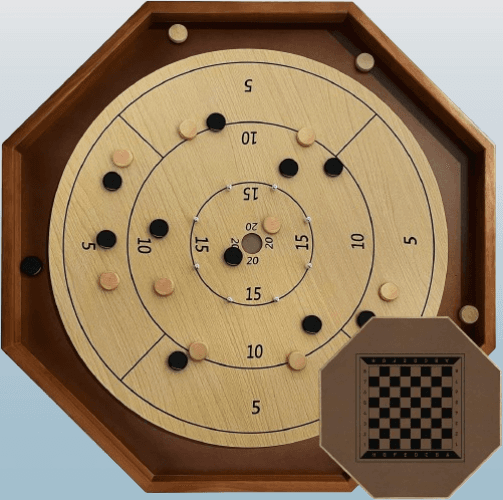 Juego de mesa de 30 pulgadas crokinole y damas 2 en 1