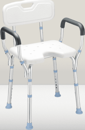 Silla de ducha resistente con respaldo y brazos