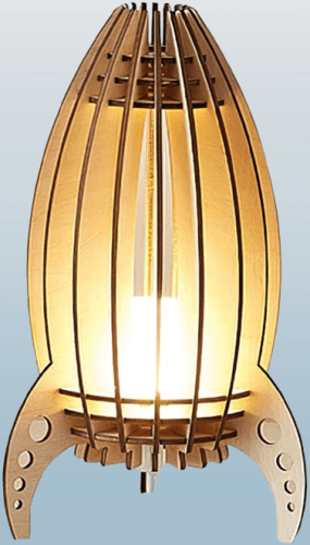 Lámpara de noche de cohete espacial LED de madera