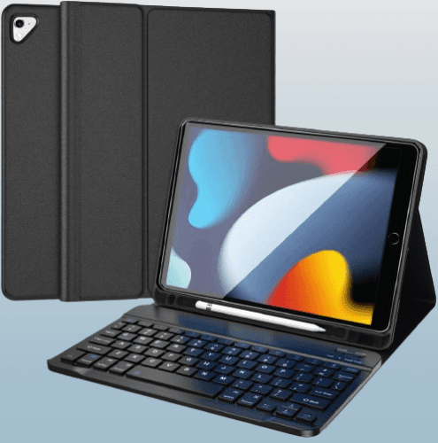 Funda para iPad 10.2 con teclado 2021 color negro marca D DINGRICH