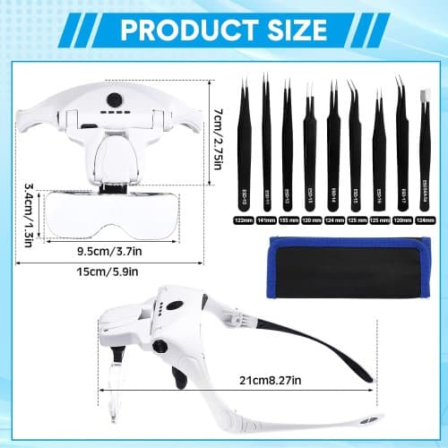 Lupa de diadema con luz LED para reloj de joyería