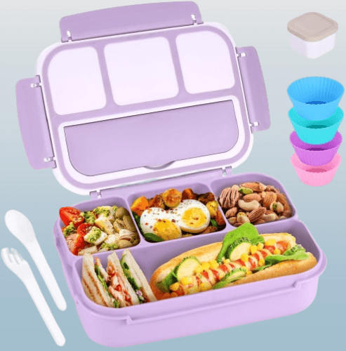 Recipientes para niños y niñas con 4 compartimentos color lavanda