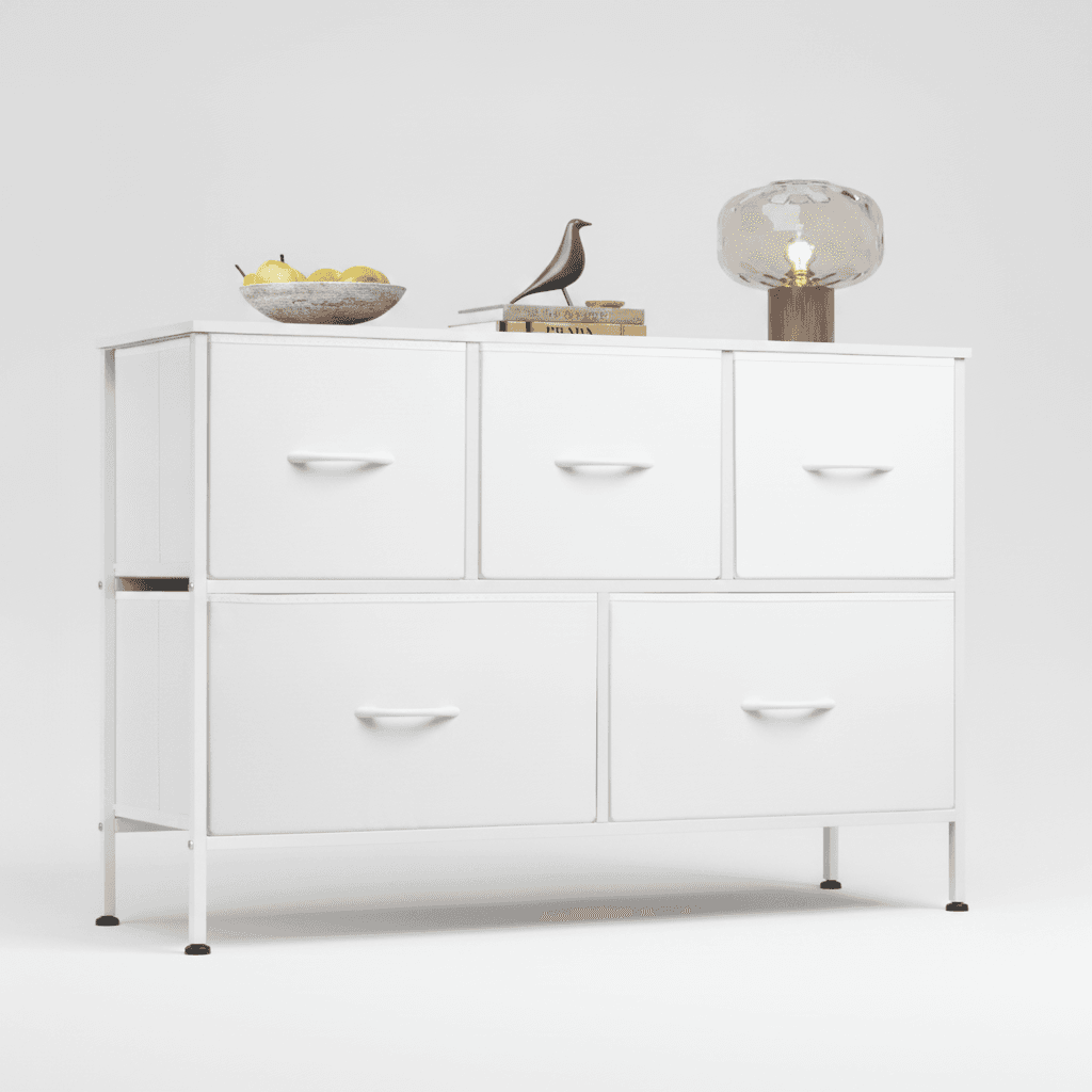 Comoda con 5 cajones para dormitorio blanco