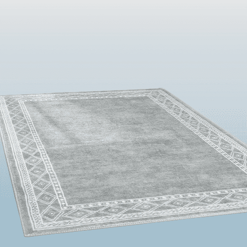 Alfombra moderna con bordes de 5 x 7 pies lavable / GRIS