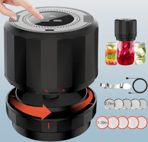 Kit de sellado al vacío eléctrico para tarros Mason con abrelatas