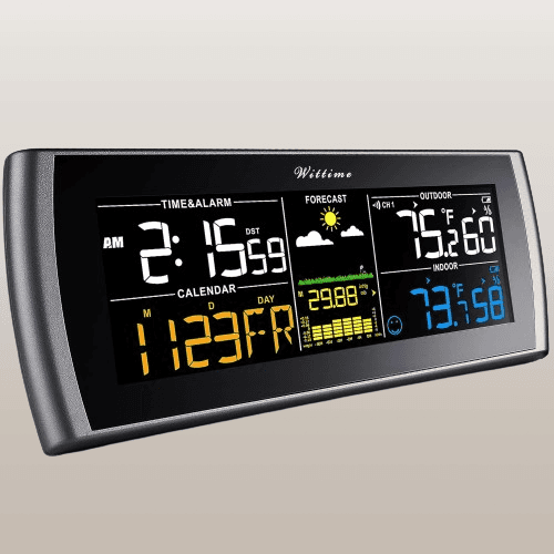 Termómetro de temperatura yhumedad con pantalla grande de color HD ajustable de 7.5"