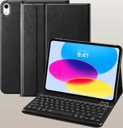 Funda de teclado Bluetooth desmontable 2 en 1 para iPad de 10.9" color negro