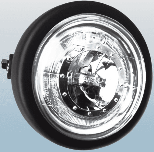 Faro delantero retro negro transparente de 6 1/2 pulgadas para motocicleta
