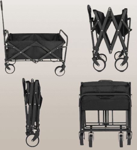 Carro plegable para jardín NEGRO