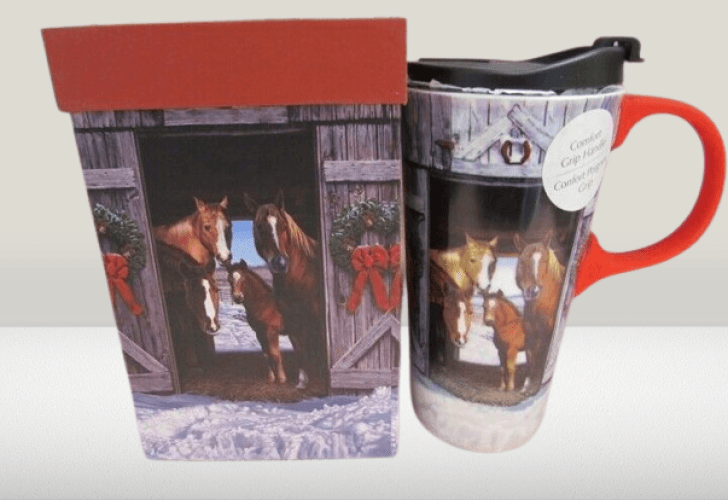 Taza de viaje de cerámica navideña