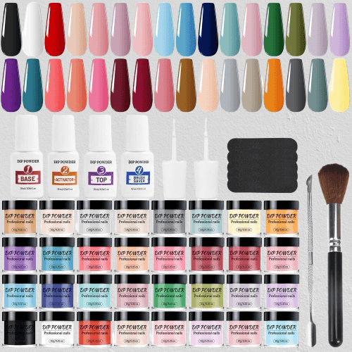 Kit de iniciación de 32 botellas de polvo de uñas de 32 colores