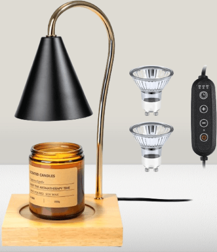 Lámpara calentadora de velas con base de madera cuadrada