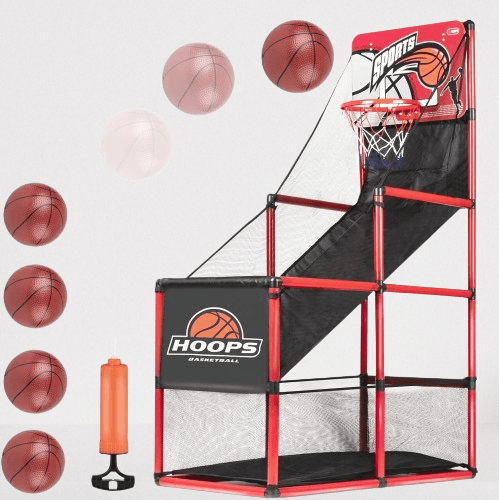 Juego de baloncesto arcade para niños con 5 bolas inflables