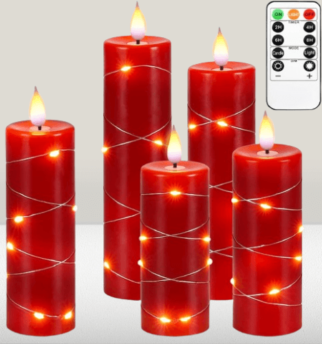 Guirnalda de luces rojas sin llama llama de gota de agua