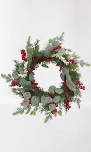 Corona de Navidad artificial de 22 pulgada para puerta delantera