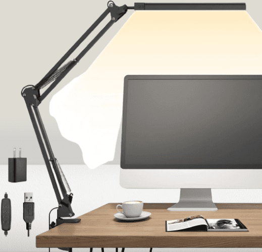 Lámpara de escritorio LED luz de escritorio con brazo oscilante con abrazadera