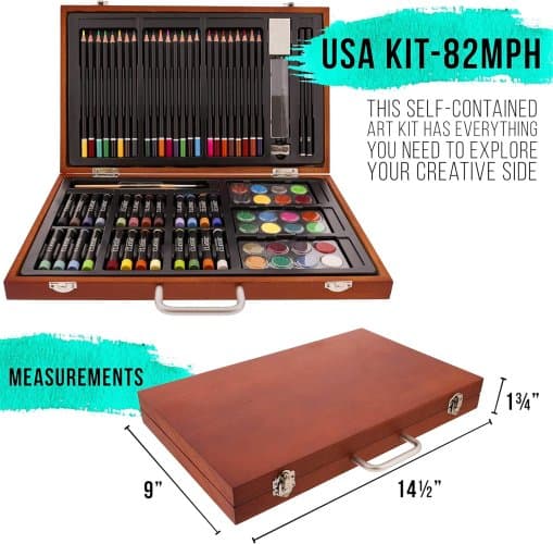 Juego de creatividad artística 82 piezas en estuche de madera