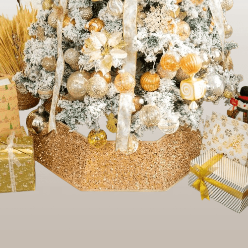 Falda para árbol con diseño de lentejuelas champán 1grande